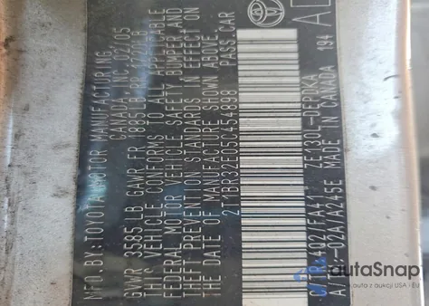 2005 Toyota Corolla Ce from USA, damaged, VIN 2T1BR32E05C454898